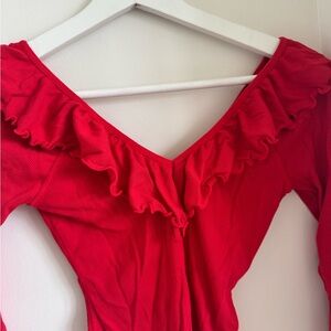 Wilfred Vibrant Red Ruffled Blouse
